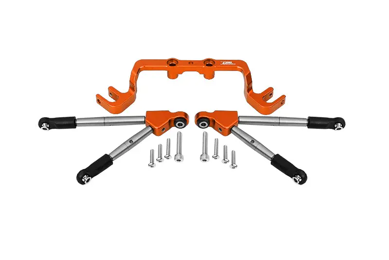 Aluminum Front Tie Rods With Stabilizer For C Hub For 1/10 Traxxas Hoss 4X4 Vxl 90076-4 - 11Pc Set Orange 1