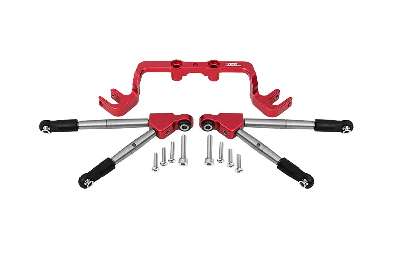 Aluminum Front Tie Rods With Stabilizer For C Hub For 1/10 Traxxas Hoss 4X4 Vxl 90076-4 - 11Pc Set Red 1