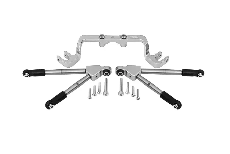 Aluminum Front Tie Rods With Stabilizer For C Hub For 1/10 Traxxas Hoss 4X4 Vxl 90076-4 - 11Pc Set Silver 1