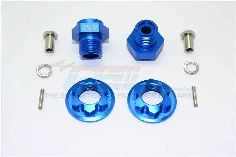 Aluminum Front Wheel Hex Adaptors 8Mm - 1 Set Blue 1