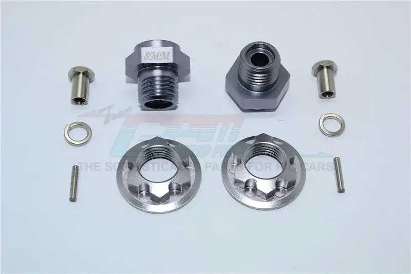 Aluminum Front Wheel Hex Adaptors 8Mm - 1 Set Gray Silver 1