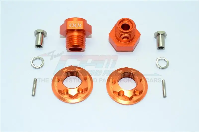 Aluminum Front Wheel Hex Adaptors 8Mm - 1 Set Orange 1