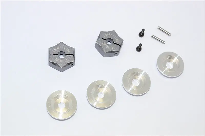 Aluminum Hex Adapter From 12Mm Convert  To 17Mm With 7Mm Thickness - 2Pcs Set Gray Silver 1