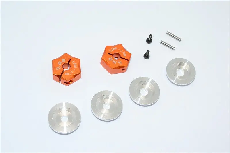 Aluminum Hex Adapter From 12Mm Convert To 17Mm With 8Mm Thickness - 2Pcs Set Orange 1