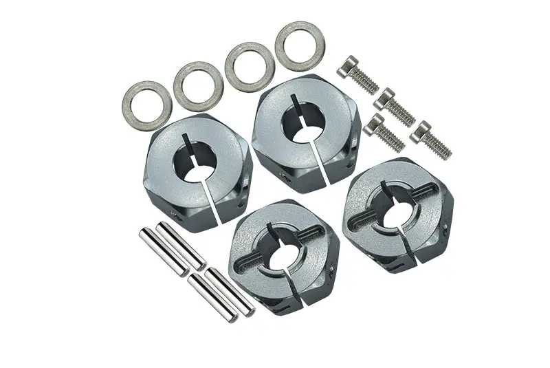 Aluminum Hex Adapters 6Mm Thick (Front) + 8Mm Thick (Rear) For Traxxas 1/10 Slash Pro 2Wd Short-Course Truck 58034-2 - 16Pc Set Gray Silver 1