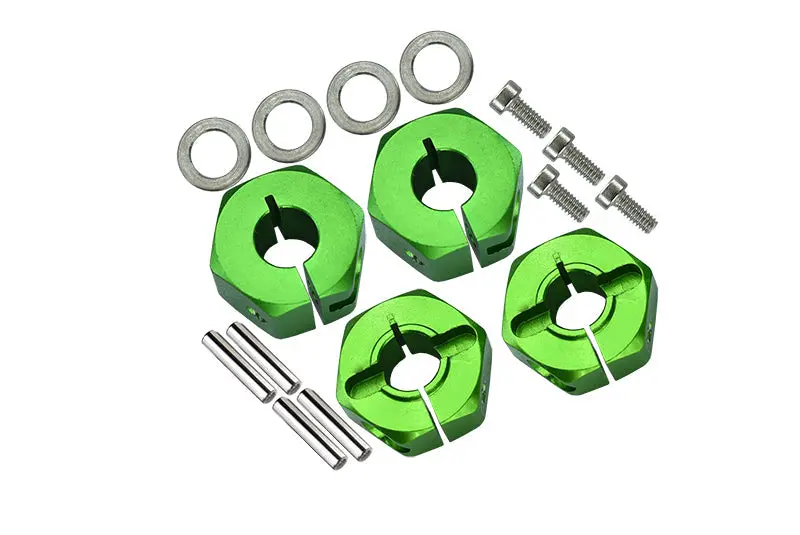 Aluminum Hex Adapters 6Mm Thick (Front) + 8Mm Thick (Rear) For Traxxas 1/10 Slash Pro 2Wd Short-Course Truck 58034-2 - 16Pc Set Green 1