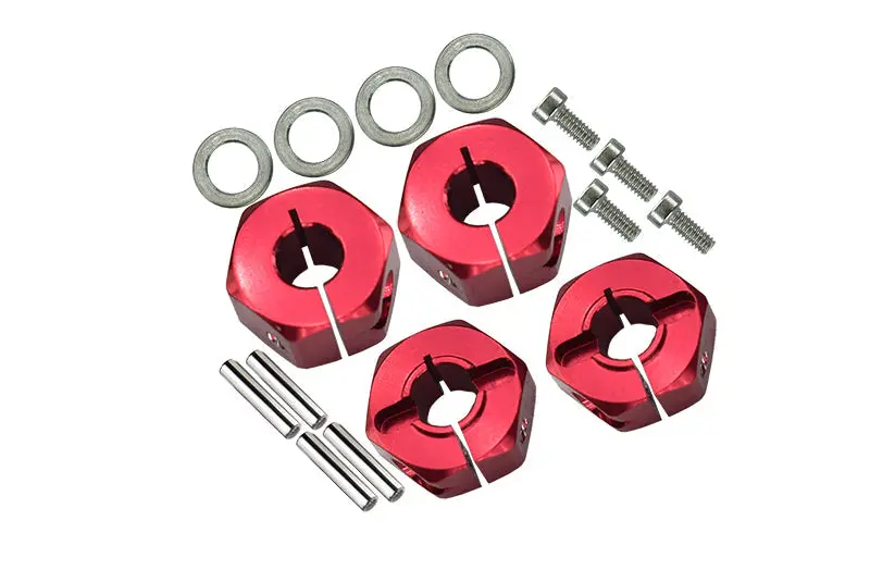 Aluminum Hex Adapters 6Mm Thick (Front) + 8Mm Thick (Rear) For Traxxas 1/10 Slash Pro 2Wd Short-Course Truck 58034-2 - 16Pc Set Red 1