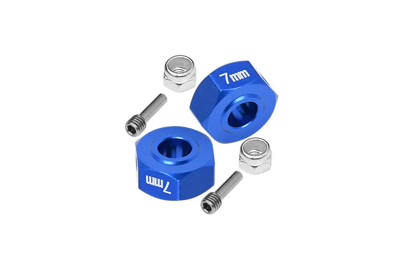 Aluminum Hex Adapters 7Mm For Arrma 1:10 Granite / Big Rock 3S / Big Rock V3 3S / Vorteks 3S / 1:8 Vendetta 3S - 6Pc Set Blue 1