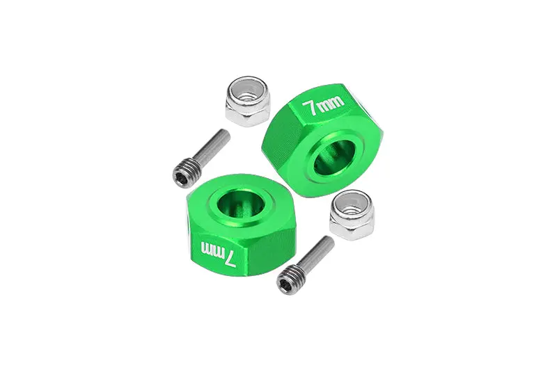 Aluminum Hex Adapters 7Mm For Arrma 1:10 Granite / Big Rock 3S / Big Rock V3 3S / Vorteks 3S / 1:8 Vendetta 3S - 6Pc Set Green 1