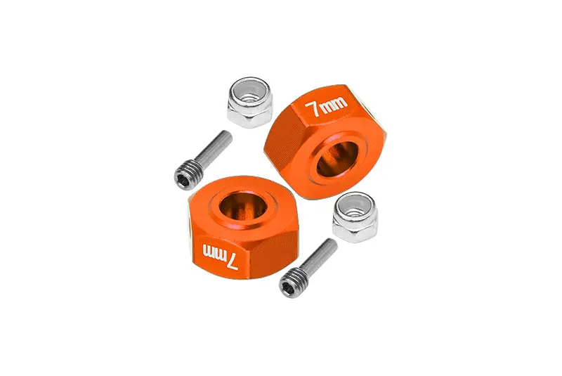 Aluminum Hex Adapters 7Mm For Arrma 1:10 Granite / Big Rock 3S / Big Rock V3 3S / Vorteks 3S / 1:8 Vendetta 3S - 6Pc Set Orange 1