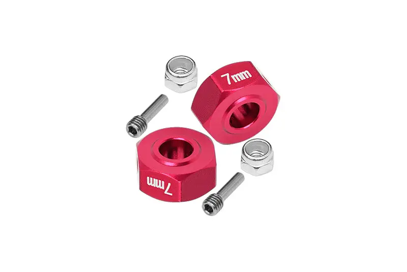 Aluminum Hex Adapters 7Mm For Arrma 1:10 Granite / Big Rock 3S / Big Rock V3 3S / Vorteks 3S / 1:8 Vendetta 3S - 6Pc Set Red 1