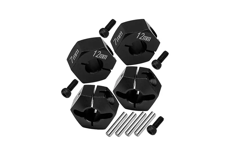 Aluminum Hex Adapters 7Mm Thick For 1/10 Traxxas Ford Gt 4-Tec 2.0 83056-4 / 4-Tec 3.0 93054-4 - 4Pc Set Black 1