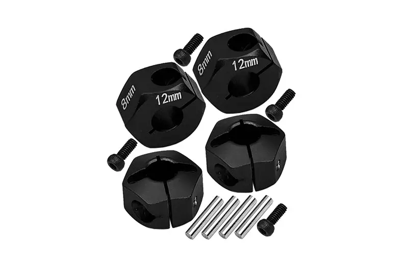 Aluminum Hex Adapters 8Mm Thick For 1/10 Traxxas Ford Gt 4-Tec 2.0 83056-4 / 4-Tec 3.0 93054-4 - 4Pc Set Black 1