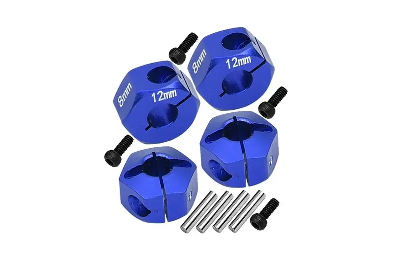 Aluminum Hex Adapters 8Mm Thick For 1/10 Traxxas Ford Gt 4-Tec 2.0 83056-4 / 4-Tec 3.0 93054-4 - 4Pc Set Blue 1