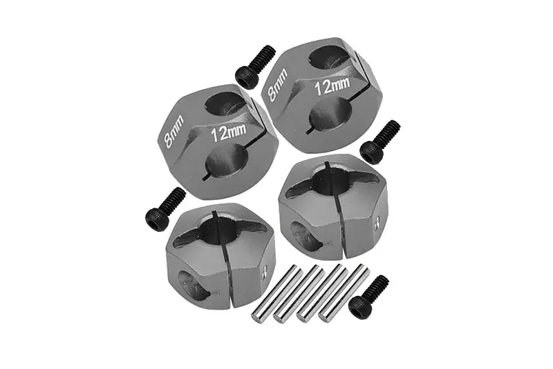 Aluminum Hex Adapters 8Mm Thick For 1/10 Traxxas Ford Gt 4-Tec 2.0 83056-4 / 4-Tec 3.0 93054-4 - 4Pc Set Gray Silver 1