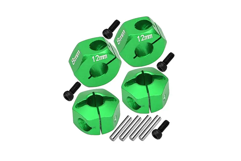 Aluminum Hex Adapters 8Mm Thick For 1/10 Traxxas Ford Gt 4-Tec 2.0 83056-4 / 4-Tec 3.0 93054-4 - 4Pc Set Green 1