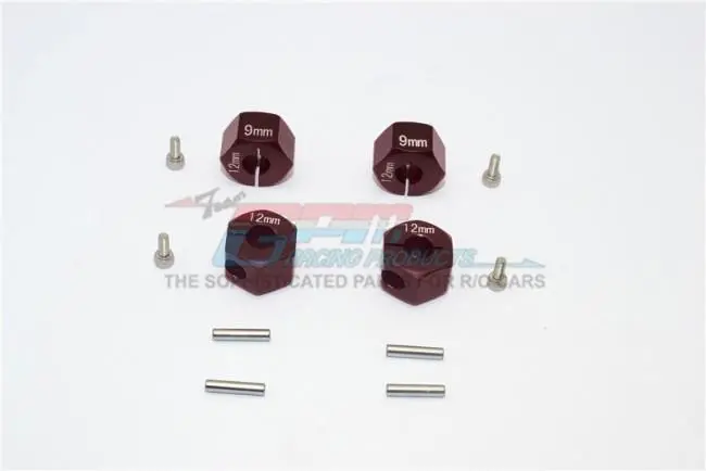 Aluminum Hex Adapters 9Mm Thick For 1/10 Traxxas Ford Gt 4-Tec 2.0 83056-4 / 4-Tec 3.0 93054-4 - 4Pc Set Brown 1