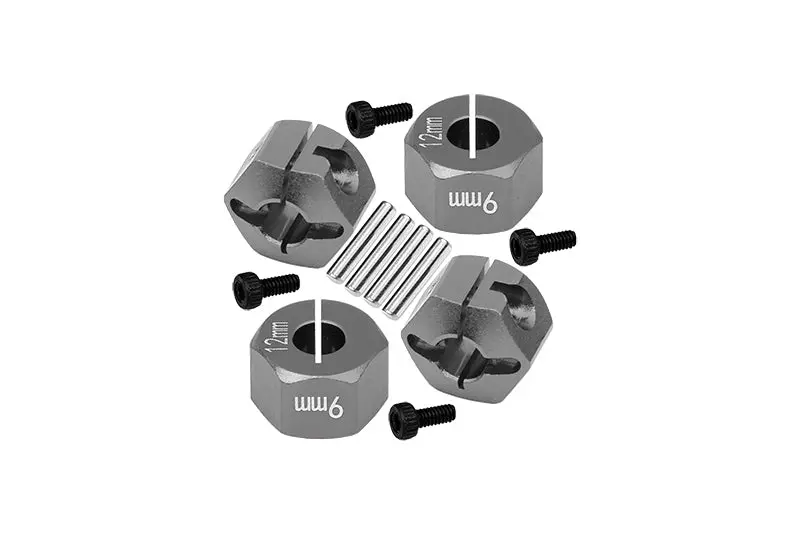 Aluminum Hex Adapters 9Mm Thick For 1/10 Traxxas Ford Gt 4-Tec 2.0 83056-4 / 4-Tec 3.0 93054-4 - 4Pc Set Gray Silver 1