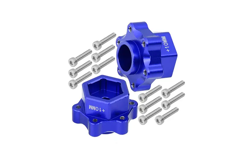 Aluminum Hex Adapters Converter (+10Mm) For Losi 1:8 Lmt 4Wd Solid Axle Monster Truck Los04022 / Lmt Grave Digger / Son-Uva Digger Los04021 / Tlr Tuned Lmt Kit Los04027 Upgrades- 14Pc Set Blue 1