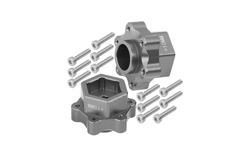 Aluminum Hex Adapters Converter (+10Mm) For Losi 1:8 Lmt 4Wd Solid Axle Monster Truck Los04022 / Lmt Grave Digger / Son-Uva Digger Los04021 / Tlr Tuned Lmt Kit Los04027 Upgrades - 14Pc Set Gray Silver 1