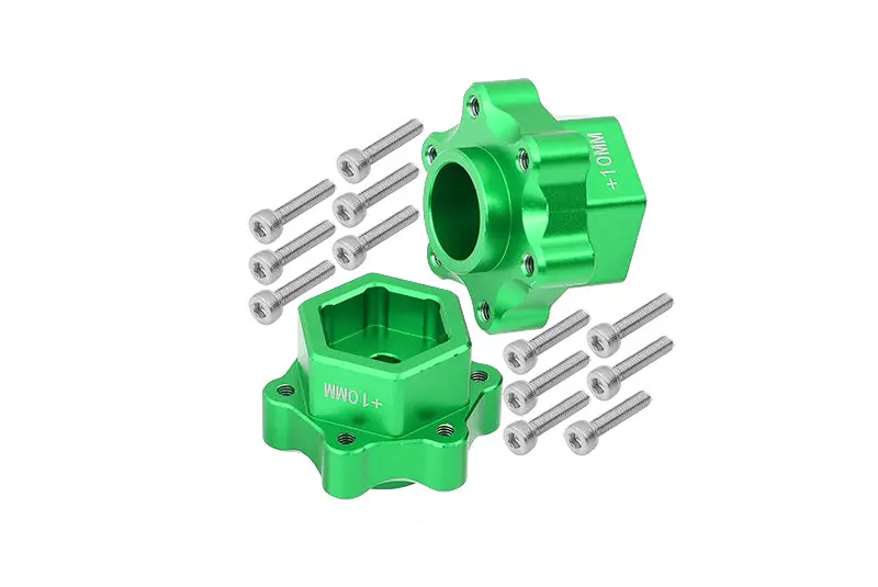 Aluminum Hex Adapters Converter (+10Mm) For Losi 1:8 Lmt 4Wd Solid Axle Monster Truck Los04022 / Lmt Grave Digger / Son-Uva Digger Los04021 / Tlr Tuned Lmt Kit Los04027 Upgrades - 14Pc Set Green 1