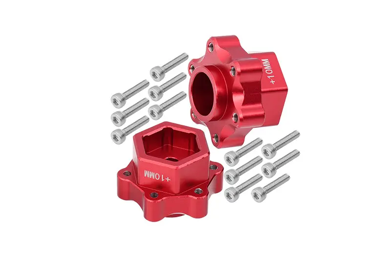 Aluminum Hex Adapters Converter (+10Mm) For Losi 1:8 Lmt 4Wd Solid Axle Monster Truck Los04022 / Lmt Grave Digger / Son-Uva Digger Los04021 / Tlr Tuned Lmt Kit Los04027 Upgrades - 14Pc Set Red 1