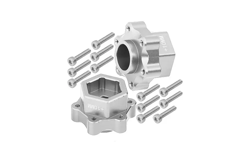 Aluminum Hex Adapters Converter (+10Mm) For Losi 1:8 Lmt 4Wd Solid Axle Monster Truck Los04022 / Lmt Grave Digger / Son-Uva Digger Los04021 / Tlr Tuned Lmt Kit Los04027 Upgrades - 14Pc Set Silver 1