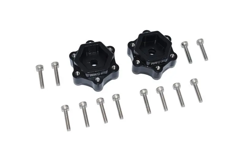 Aluminum Hex Adapters Converter (+5Mm) For Losi 1:8 Lmt 4Wd Solid Axle Monster Truck Los04022 / Lmt Grave Digger / Son-Uva Digger Los04021 / Tlr Tuned Lmt Kit Los04027 Upgrades - 14Pc Set Black 1
