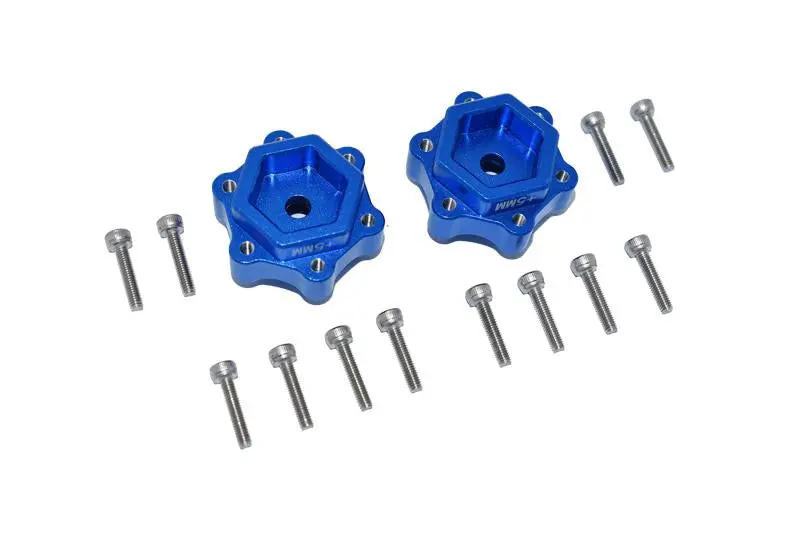 Aluminum Hex Adapters Converter (+5Mm) For Losi 1:8 Lmt 4Wd Solid Axle Monster Truck Los04022 / Lmt Grave Digger / Son-Uva Digger Los04021 / Tlr Tuned Lmt Kit Los04027 Upgrades - 14Pc Set Blue 1
