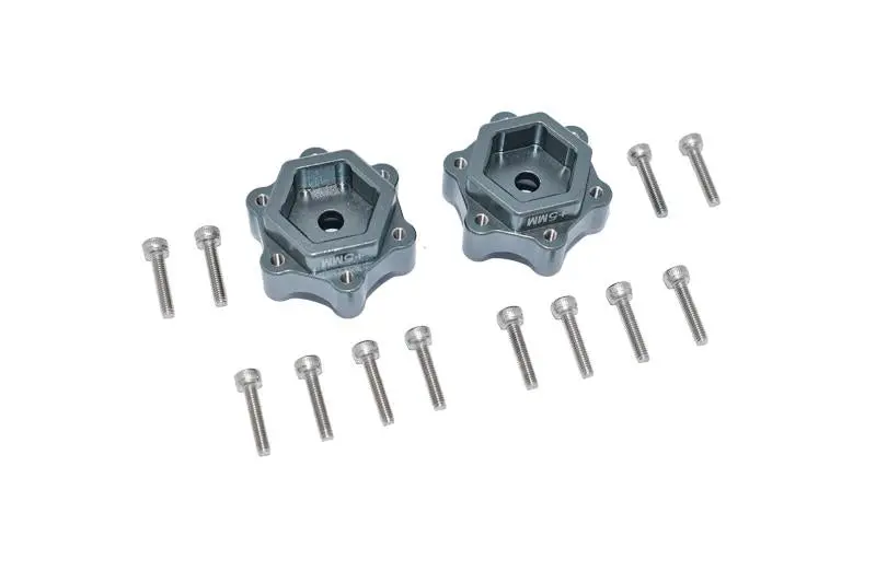 Aluminum Hex Adapters Converter (+5Mm) For Losi 1:8 Lmt 4Wd Solid Axle Monster Truck Los04022 / Lmt Grave Digger / Son-Uva Digger Los04021 / Tlr Tuned Lmt Kit Los04027 Upgrades - 14Pc Set Gray Silver 1