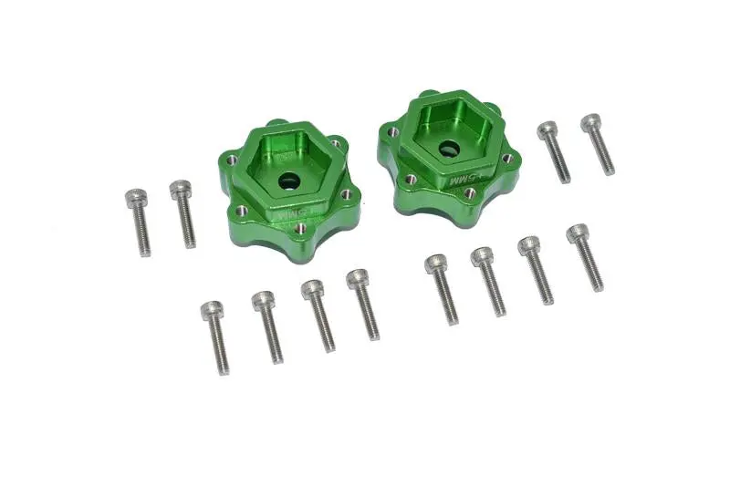 Aluminum Hex Adapters Converter (+5Mm) For Losi 1:8 Lmt 4Wd Solid Axle Monster Truck Los04022 / Lmt Grave Digger / Son-Uva Digger Los04021 / Tlr Tuned Lmt Kit Los04027 Upgrades - 14Pc Set Green 1