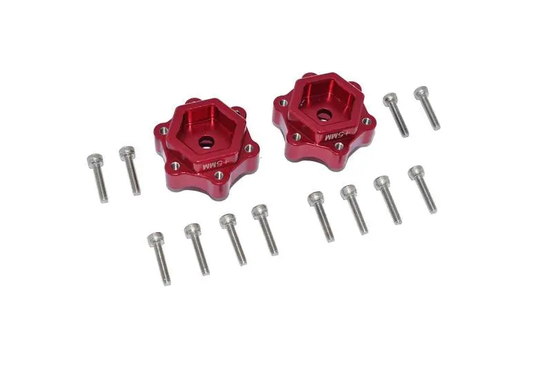 Aluminum Hex Adapters Converter (+5Mm) For Losi 1:8 Lmt 4Wd Solid Axle Monster Truck Los04022 / Lmt Grave Digger / Son-Uva Digger Los04021 / Tlr Tuned Lmt Kit Los04027 Upgrades - 14Pc Set Red 1