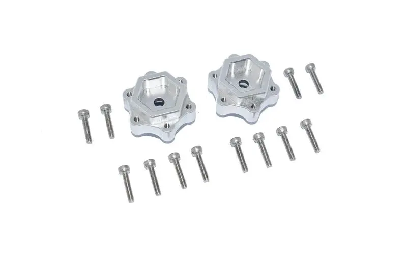 Aluminum Hex Adapters Converter (+5Mm) For Losi 1:8 Lmt 4Wd Solid Axle Monster Truck Los04022 / Lmt Grave Digger / Son-Uva Digger Los04021 / Tlr Tuned Lmt Kit Los04027 Upgrades - 14Pc Set Silver 1