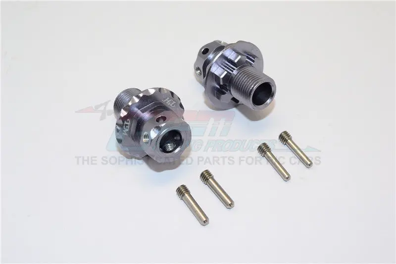 Aluminum Hex Adapters For 1:8 Arrma Nero 6S / Arrma Fazon 6S / Thunder Tiger K-Rock / Team Magic E6 Iii Hx - 2Pcs Set Gray Silver 1