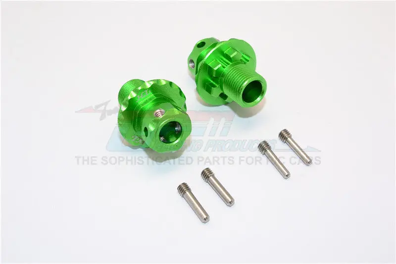 Aluminum Hex Adapters For 1:8 Arrma Nero 6S / Arrma Fazon 6S / Thunder Tiger K-Rock / Team Magic E6 Iii Hx - 2Pcs Set Green 1