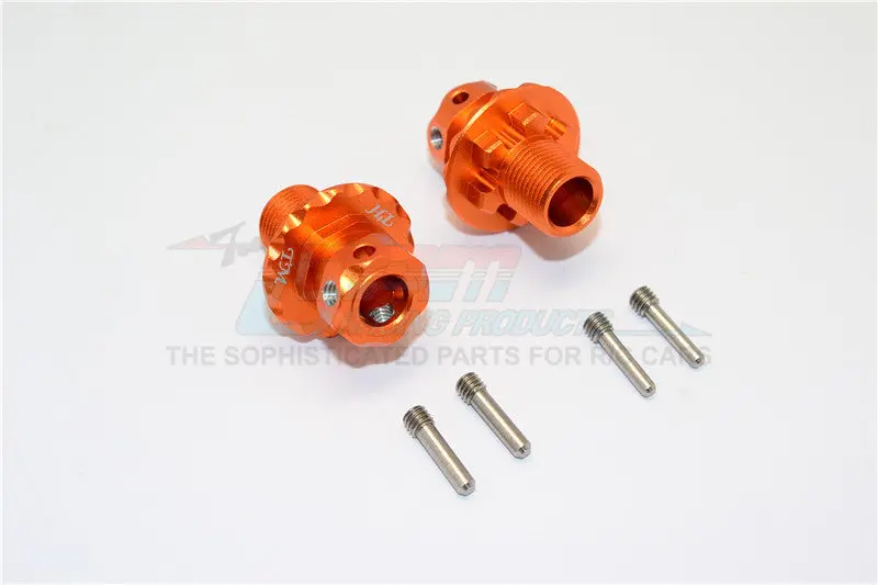 Aluminum Hex Adapters For 1:8 Arrma Nero 6S / Arrma Fazon 6S / Thunder Tiger K-Rock / Team Magic E6 Iii Hx - 2Pcs Set Orange 1