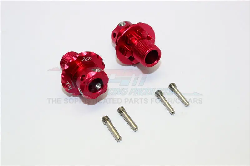 Aluminum Hex Adapters For 1:8 Arrma Nero 6S / Arrma Fazon 6S / Thunder Tiger K-Rock / Team Magic E6 Iii Hx - 2Pcs Set Red 1