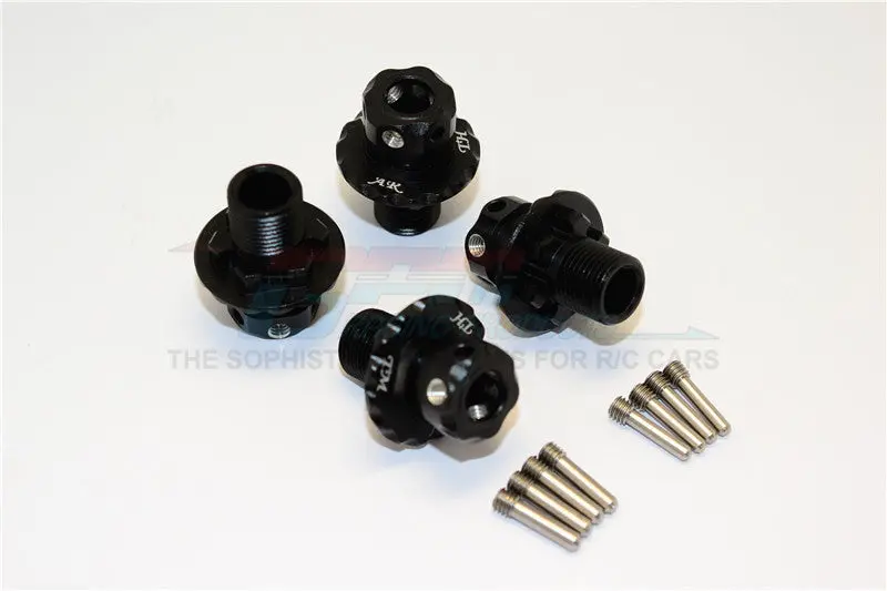 Aluminum Hex Adapters For 1:8 Arrma Nero 6S / Arrma Fazon 6S / Thunder Tiger K-Rock / Team Magic E6 Iii Hx - 4Pcs Set Black 1