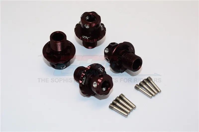 Aluminum Hex Adapters For 1:8 Arrma Nero 6S / Arrma Fazon 6S / Thunder Tiger K-Rock / Team Magic E6 Iii Hx - 4Pcs Set Brown 1