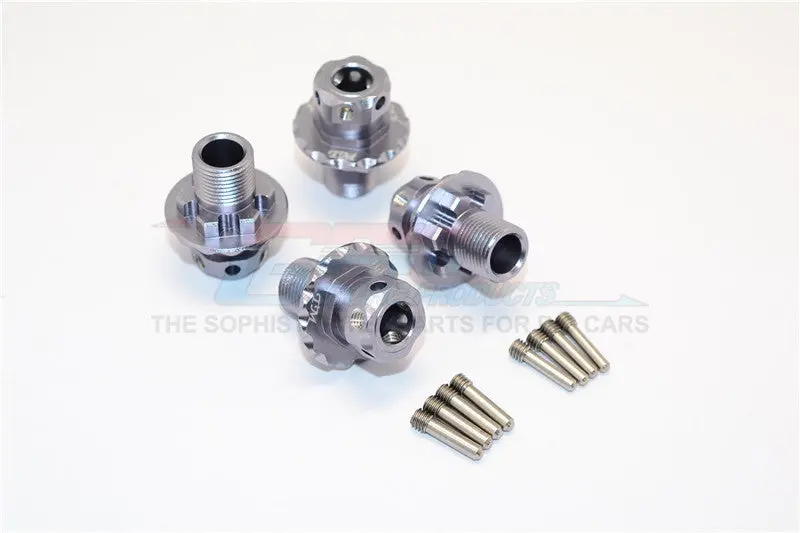 Aluminum Hex Adapters For 1:8 Arrma Nero 6S / Arrma Fazon 6S / Thunder Tiger K-Rock / Team Magic E6 Iii Hx - 4Pcs Set Gray Silver 1