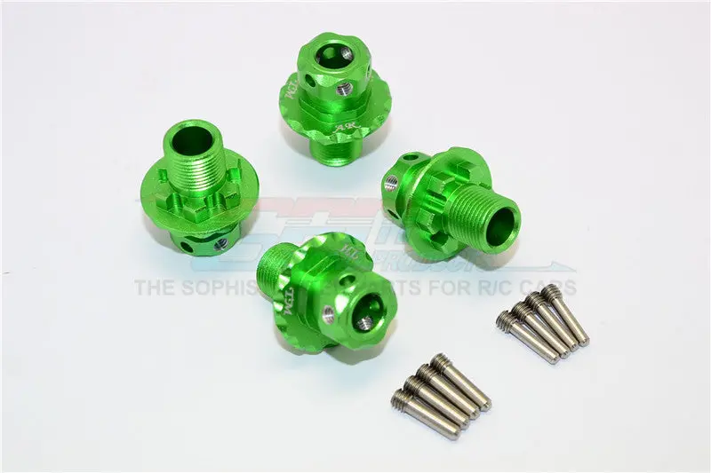 Aluminum Hex Adapters For 1:8 Arrma Nero 6S / Arrma Fazon 6S / Thunder Tiger K-Rock / Team Magic E6 Iii Hx - 4Pcs Set Green 1