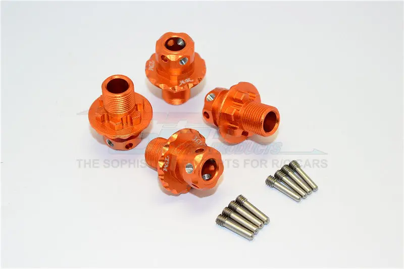 Aluminum Hex Adapters For 1:8 Arrma Nero 6S / Arrma Fazon 6S / Thunder Tiger K-Rock / Team Magic E6 Iii Hx - 4Pcs Set Orange 1