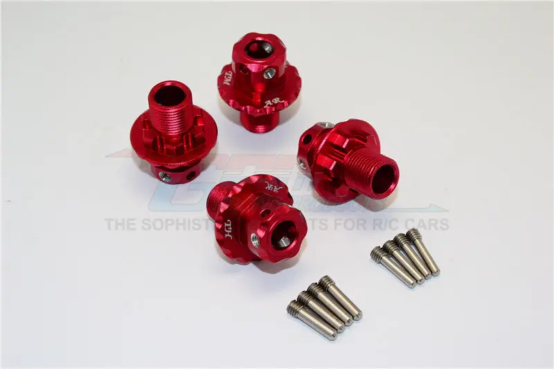 Aluminum Hex Adapters For 1:8 Arrma Nero 6S / Arrma Fazon 6S / Thunder Tiger K-Rock / Team Magic E6 Iii Hx - 4Pcs Set Red 1