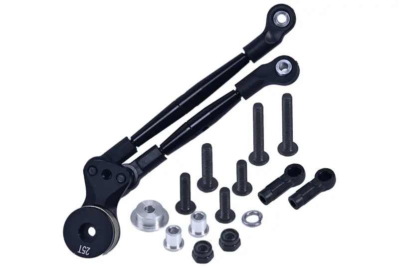Aluminum Hi-Torque Servo Saver 25T With Aluminum Tie Rod For Tamiya 1/12 Rc Lunch Box - Black 1