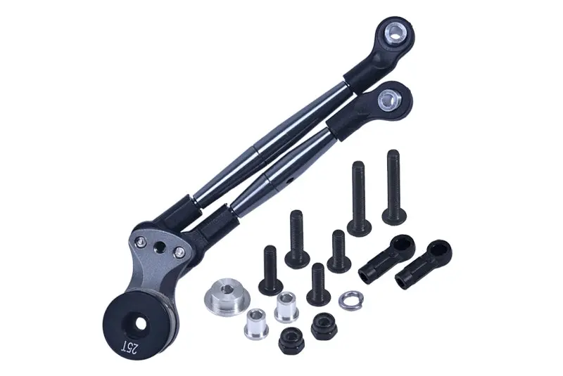 Aluminum Hi-Torque Servo Saver 25T With Aluminum Tie Rod For Tamiya 1/12 Rc Lunch Box - Gray Silver 1