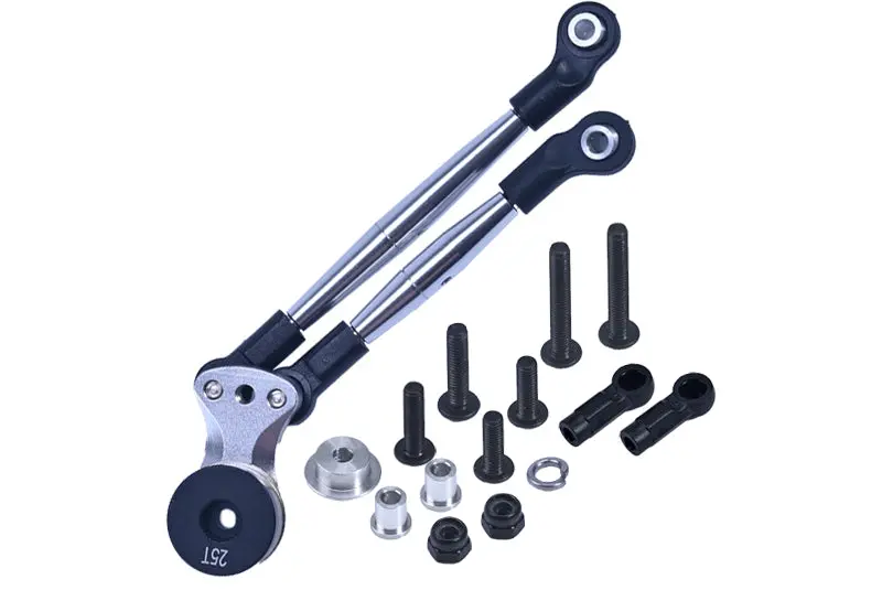 Aluminum Hi-Torque Servo Saver 25T With Aluminum Tie Rod For Tamiya 1/12 Rc Lunch Box - Silver 1