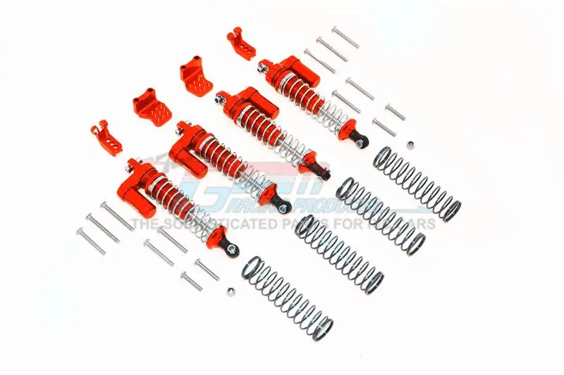 Aluminum  L-Shape Piggy Back Spring Dampers 90Mm + Adjustable Damper Mount (Multiple Positioning Holes) For Traxxas Trx-4 Mercedes-Benz G500 / Ford Bronco / Blazer - 16Pc Set Orange 1