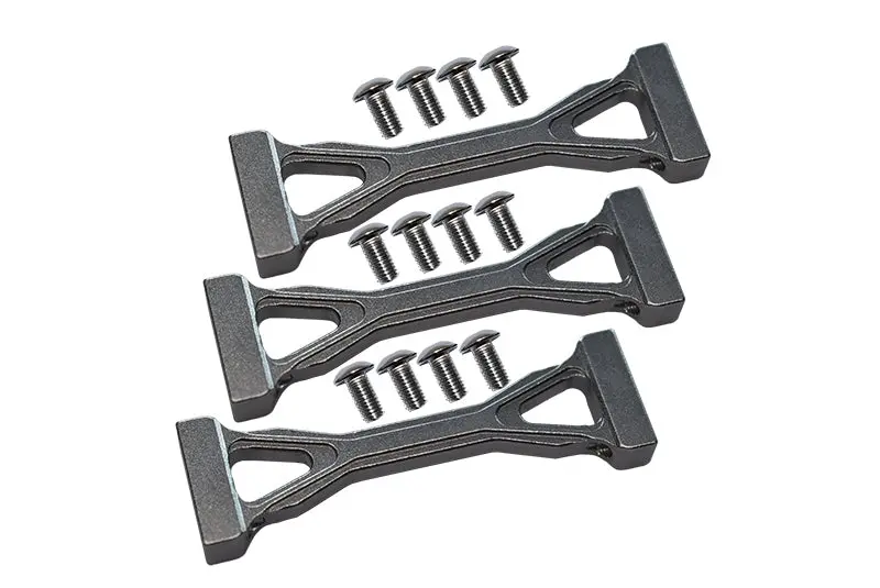 Aluminum Middle Chassis Mount With Screws For Tamiya 1/14 Trucks (For King Haule /Globe Liner /Ford Aeromax) - 3Pc Set Gray Silver 1