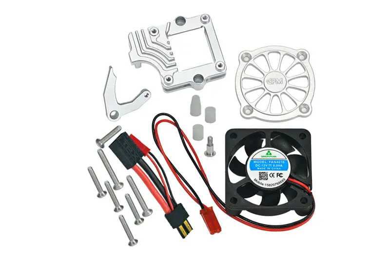 Aluminum Motor Cooling Fan With Easy Switch For Traxxas Trx-4 Trail Defender Crawler 82056-4 / Trx-6 Mercedes-Benz G63 Mag 6X6 88096-4 Upgrades - Silver 1