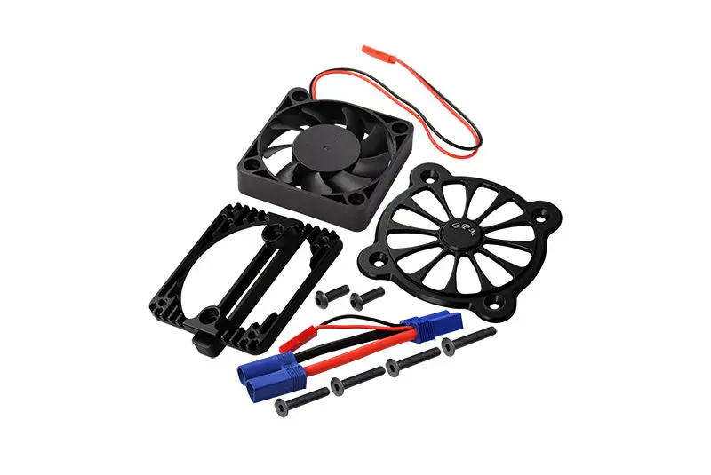 Aluminum Motor Heatsink With Cooling Fan For Arrma 1:10 Kraton 4S / Big Rock V3 3S / Vorteks 3S / Senton 3S / 1:8 Vendetta 3S - 1 Set Black 1